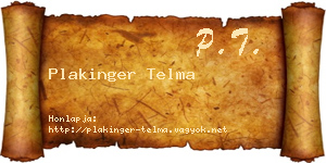 Plakinger Telma névjegykártya